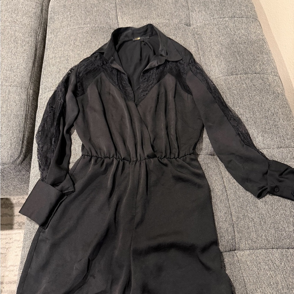 Maje Black Lace Detail Jumpsuit